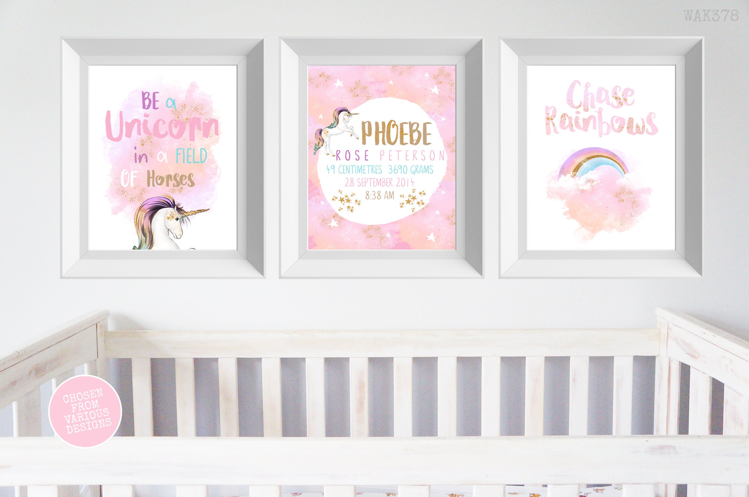 Unicorn Prints Set of 6 Unicorn Bedroom Printable Girls Wall - Etsy