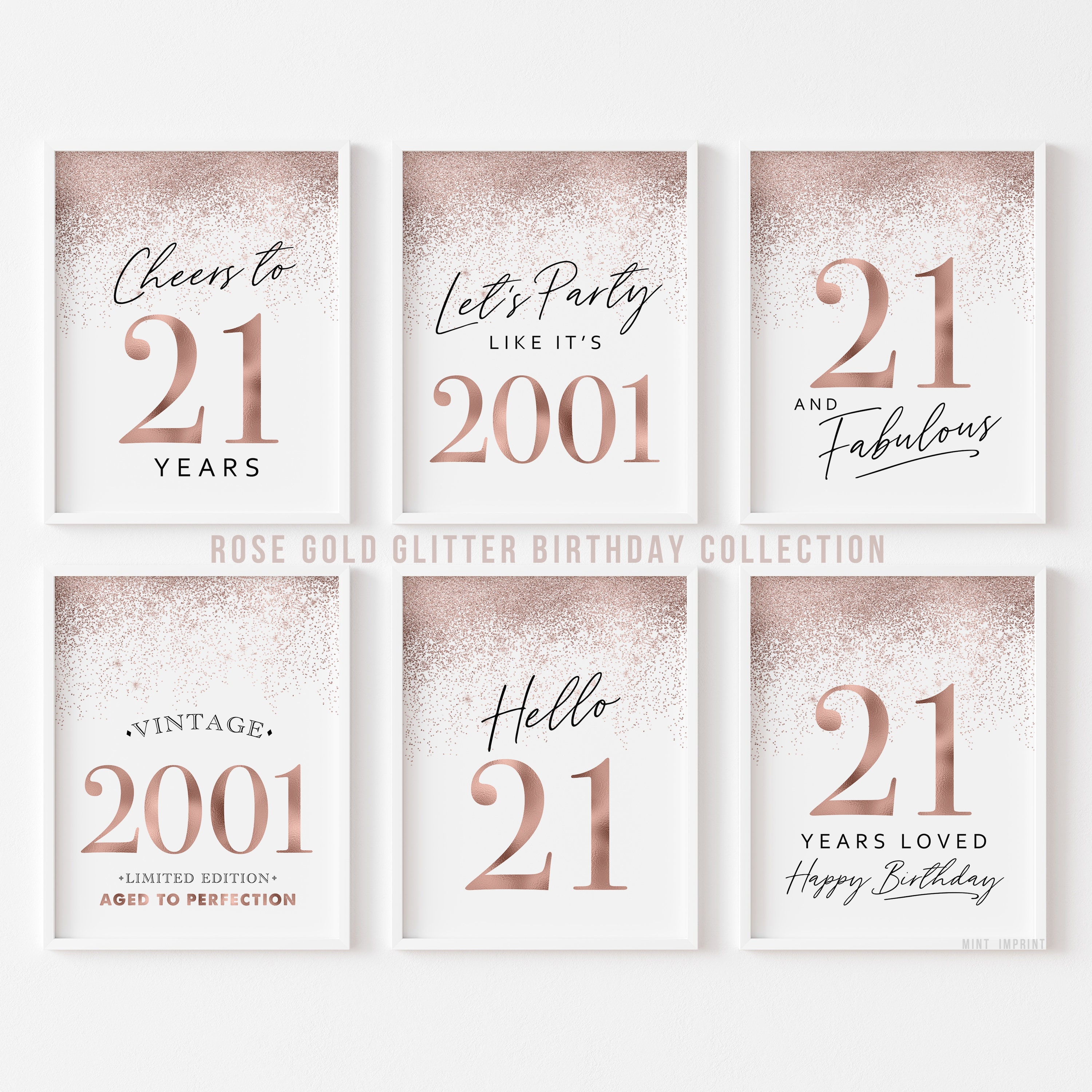 21st Birthday Table Decor Rose Gold Printable Party Signs - Etsy