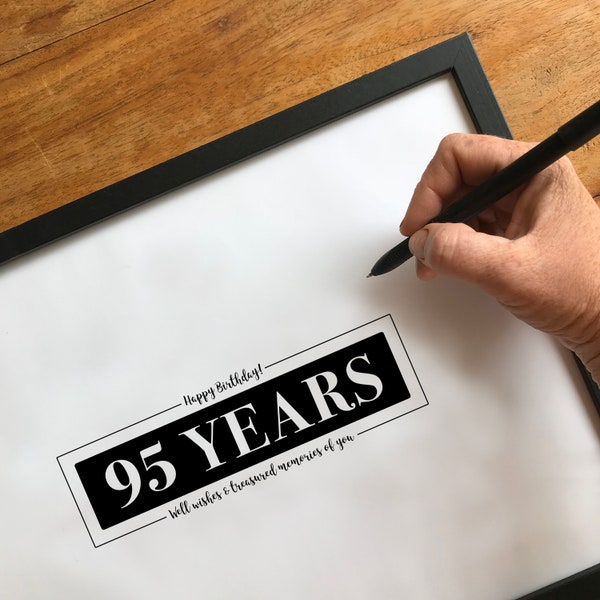 95 Years Signature Board Printable Sign, Ninety-Five Years of Memories Keepsake Happy 95th Birthday Well Wishes Treasured Memories of You