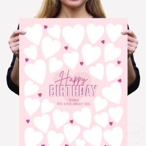 Alles Gute zum Geburtstag Zeichen Rosa (jedes Alter) Dinge, die wir über Sie lieben, Fuchsia schreiben auf Geburtstag Vorlage Digital Sofort Download