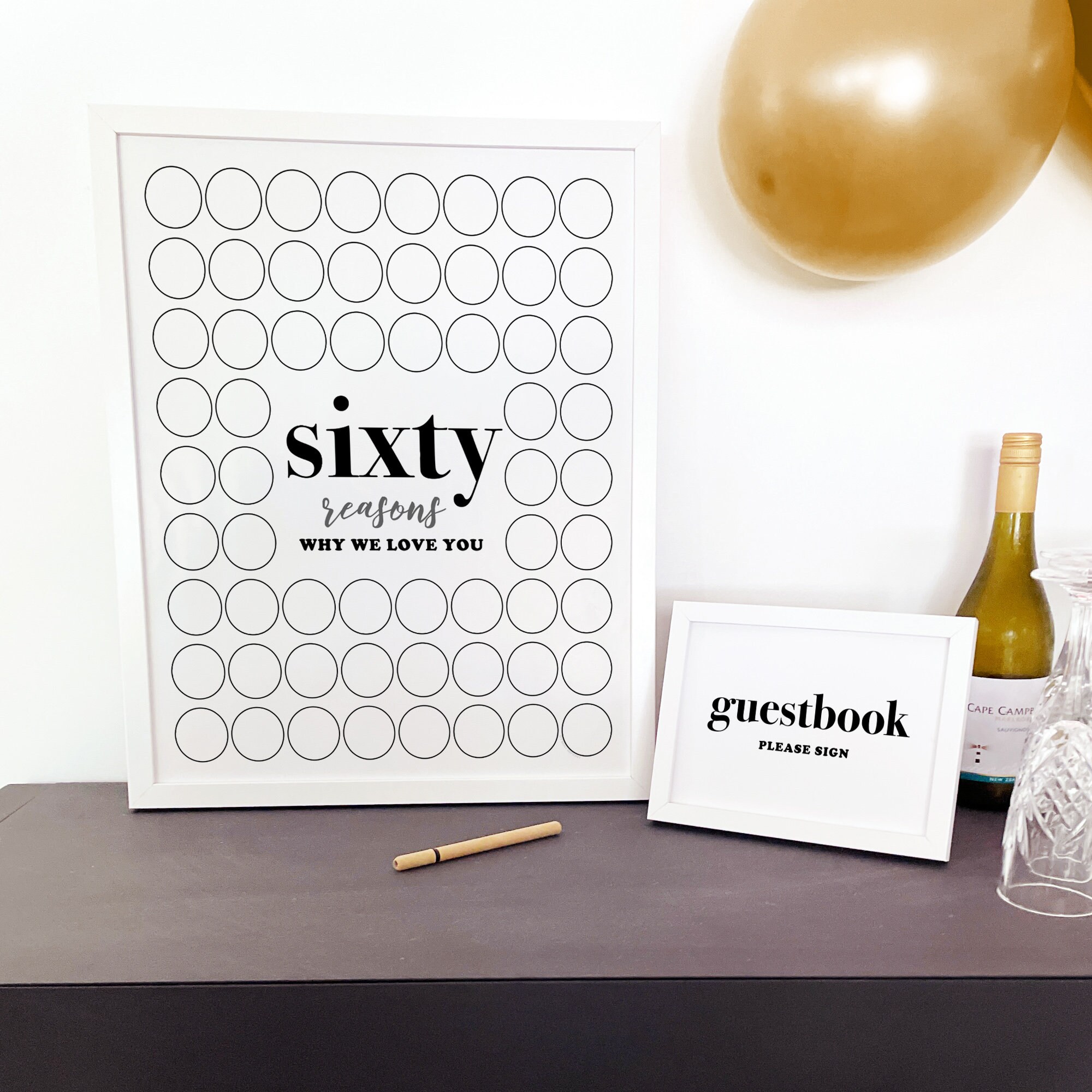 Sixty Reasons Why We Love You Printable, Modern Minimalist Circles ...