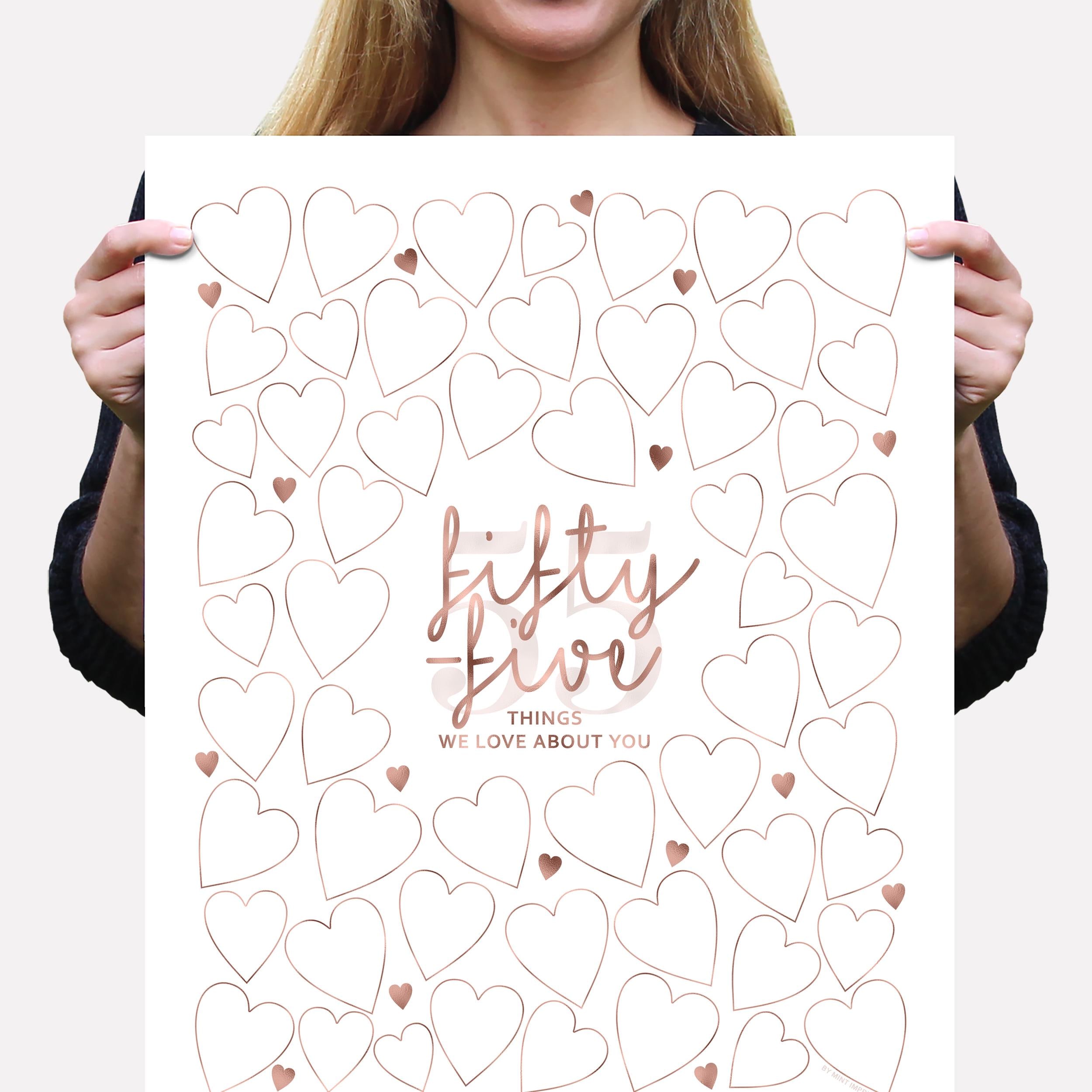 Rose Gold 55 Things We Love About You Printable Template Decorations for Women 55th Birthday Sign Signature Frame Forty Reasons Why Poster