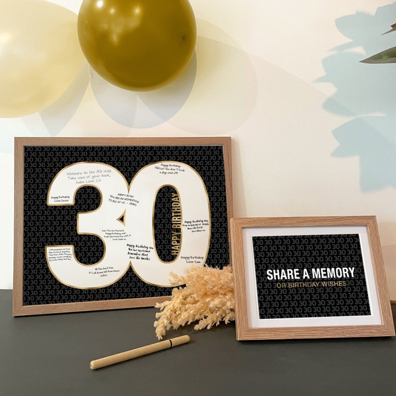 Rose Gold 30th Birthday Sign in Printable Message Board, DIY Party