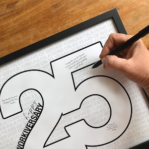 25° anniversario di lavoro, biglietto alternativo per dipendente, collega, capo, festeggiare 25 anni di servizio aziendale, 25° anniversario di lavoro DIGITALE