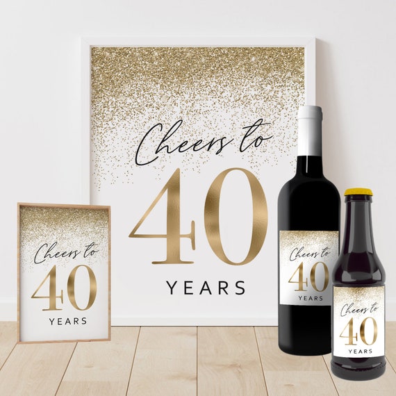 Cheers to 40 Years Printable Birthday Sign Wine Bottle Label - Etsy