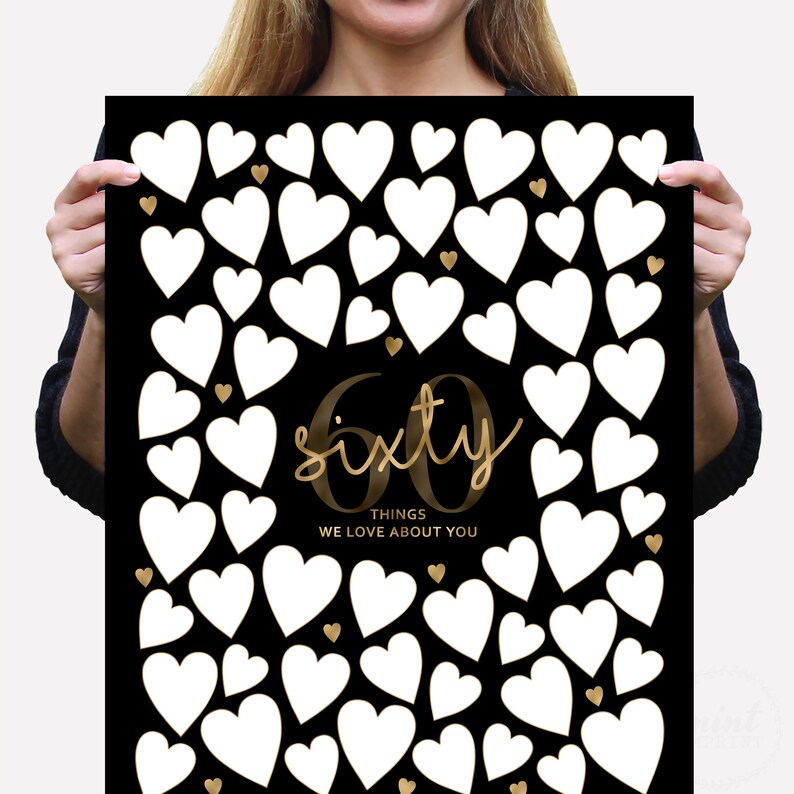 Black and Gold 60 Things We Love About You Printable Template Etsy