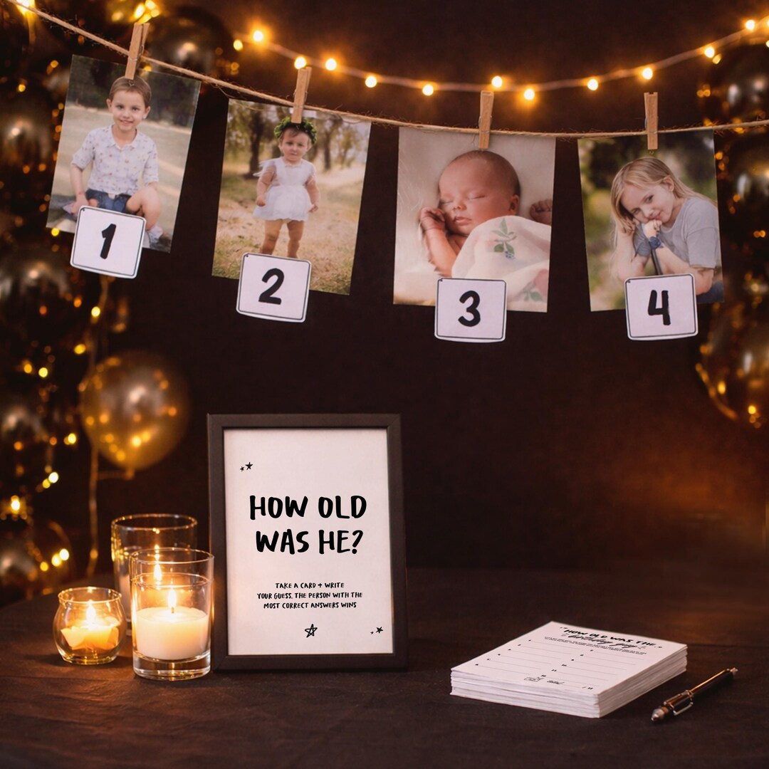 Birthday Photo Guessing Game: How Old Was He? Quiz Cards (digital ...