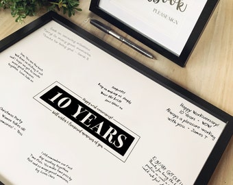 10 Year Work Anniversary Gift, Employee Workiversary Guest Book Sign In, Staff Appreciation Job Service ThankYou Messages PRINTABLE SIGN