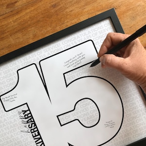 従業員、同僚、上司への勤続 15 周年記念カードの代替品。勤続 15 年を祝うカード。印刷可能。