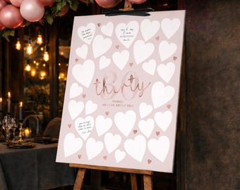 30th Birthday Sign Rose Gold Pink: 30 Things We Love About You Guest Message Board (Printable)