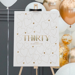 Thirty Things We Love About You Guest Book Poster Printable Reasons Sign In Green Foliage Botanicals Gold Leaf Adult Birthday Decorations 30