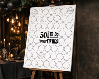 Affiche de la liste des seaux du 50e anniversaire : message souvenir (téléchargement numérique modifiable)