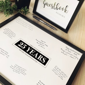 Jubileumcadeau 25 jaar werk, werknemer Workiversary-gastenboek Aanmelden, personeel waardering Job Service bedankberichten AFDRUKBAAR TEKEN