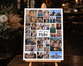 50th Birthday Photo Collage Poster, Personalised 50 Year Milestone Custom Pictures, Printable Birthday Keepsake Sign (Digital Template)