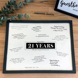 21 Years Signature Board Printable Sign Happy 21st Birthday Well Wishes and Treasured Memories of You, Memories Keepsake Twenty-One Years