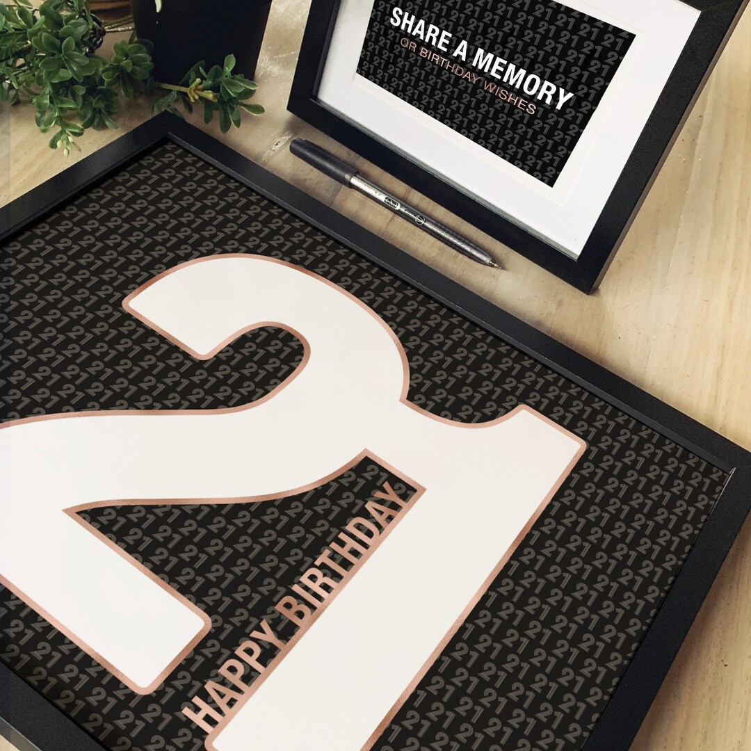 21st Signature Poster for Women, Rose Gold 21 Number, Birthday ...