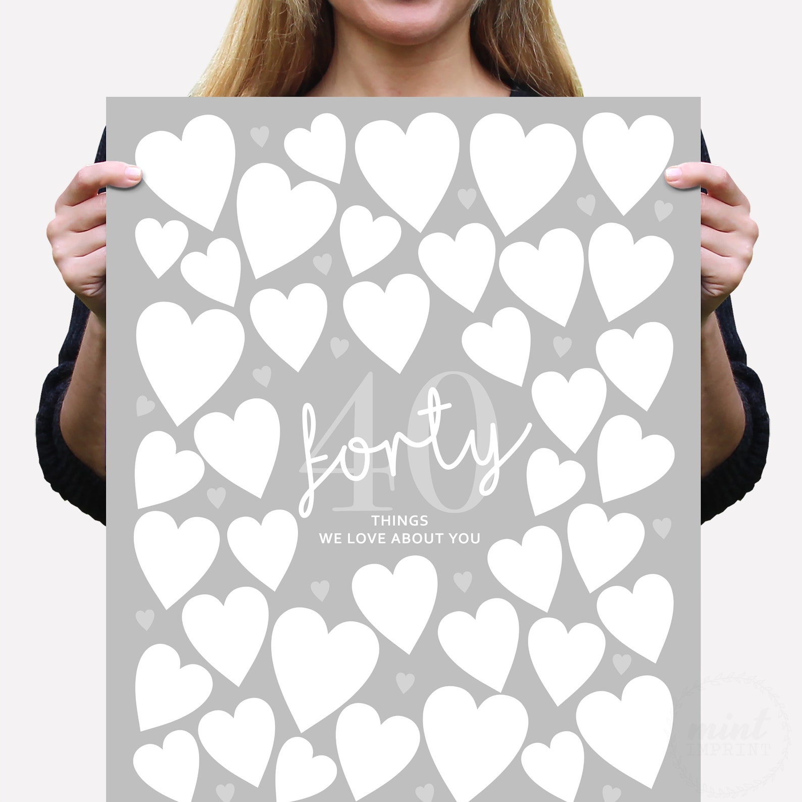 40 Things We Love About You Printable Poster Grey Template Etsy UK
