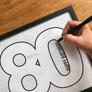 Panneau de bienvenue 80e anniversaire, livre d'or alternatif, affiche joyeux 80e anniversaire, écriture sur décoration de fête, message 80e, collage pour hommes, 80 ans