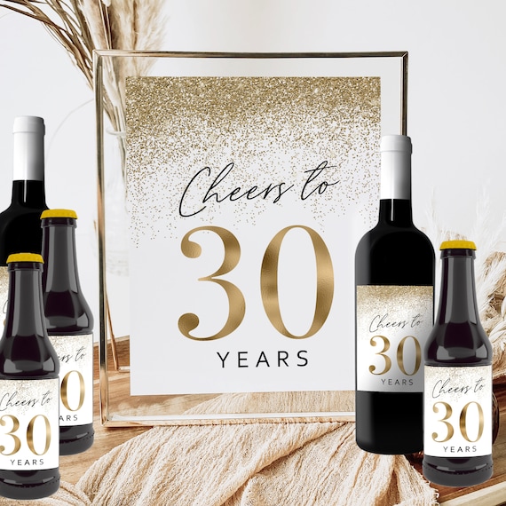 Cheers to 30 Years Printable Birthday Sign Wine Bottle Label - Etsy