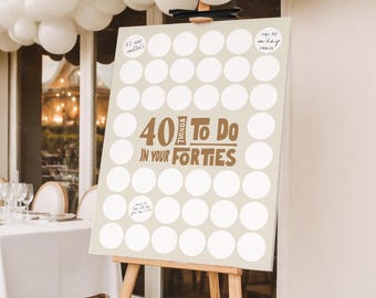 Bucket List 40th, 40 Dinge zu tun in den Vierzigern Boho Geburtstagsschild zum ausfüllen, 40 Dinge zu tun in den Vierzigern