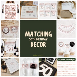 50th Birthday Sign, Rose Gold Black, 50 Things We Love About You (Party Printable) image 7