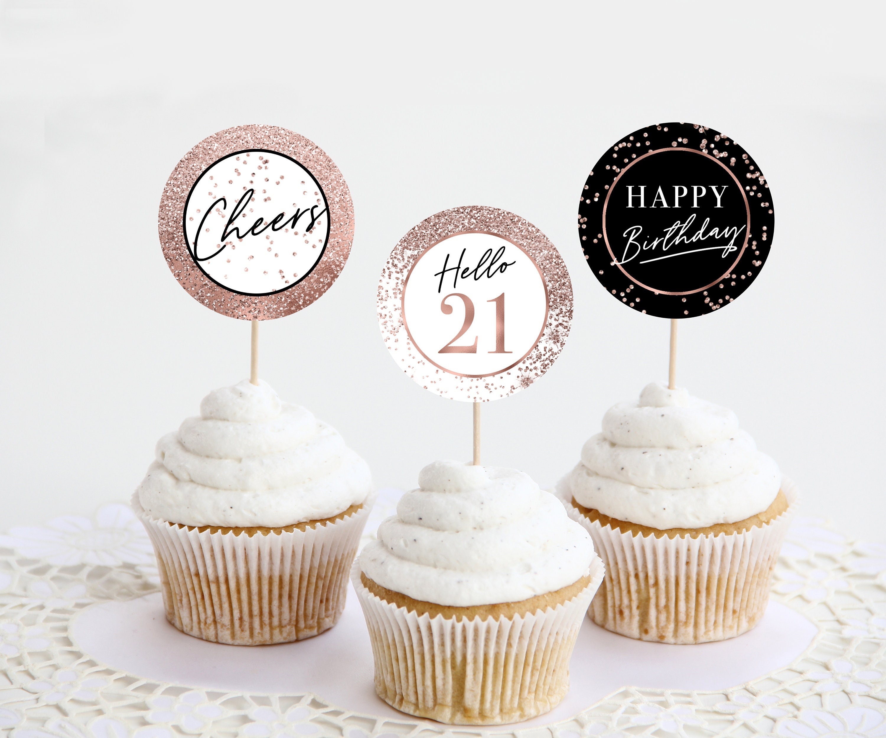 Paquete De 30 Adornos Para Cupcakes Con Purpurina Azul Oscuro Para 13