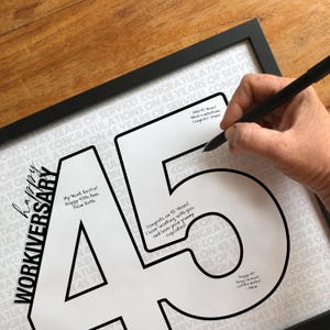 Tarjeta alternativa para el 45.° aniversario de trabajo para empleados, compañeros de trabajo, jefes que celebran 45 años de servicio, reconocimiento, 45.° aniversario de trabajo, IMPRIMIBLE