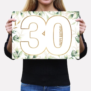 Affiche imprimable du livre d'or du 30e anniversaire, partagez un souvenir, décorations de joyeux anniversaire, or, signatures de 30 ans à écrire
