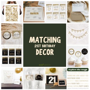 21 Things We Love About You Gold Party Decor, Printable Sign 21st Birthday Decoration Women, Write Hearts Guest Book Board Twenty-One image 10