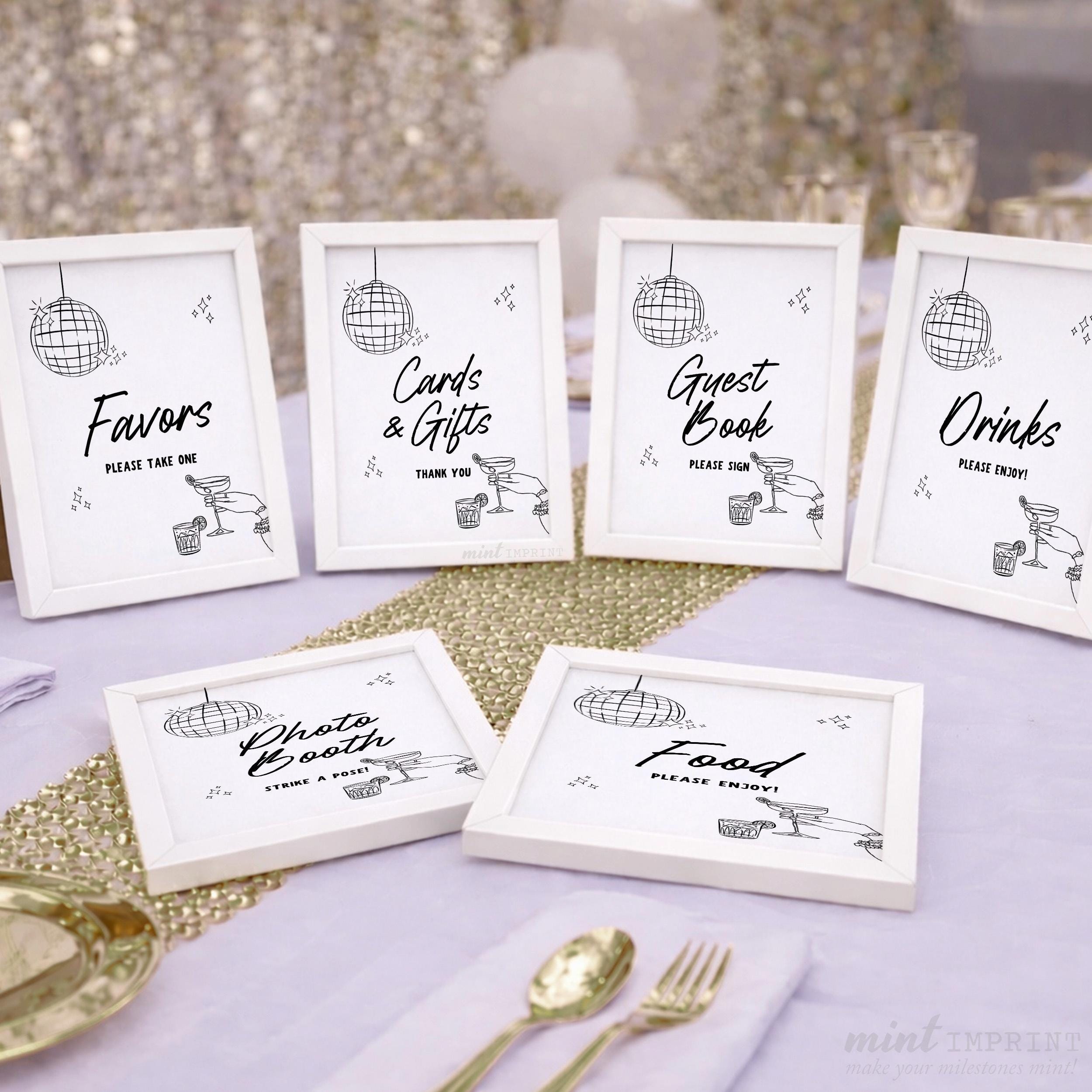 Hand-drawn Table Sign Bundle Disco Ball Cocktail, Whimsy Party ...