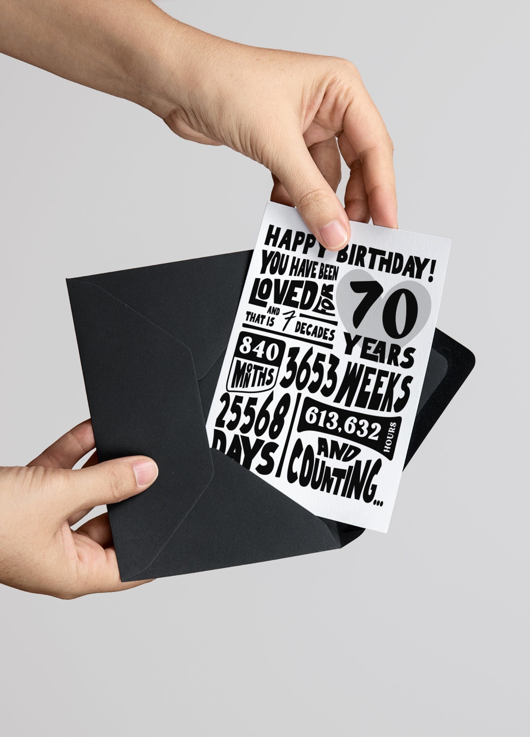 Printable 70th Birthday Card You Have Been Loved for 70 Years Old ...