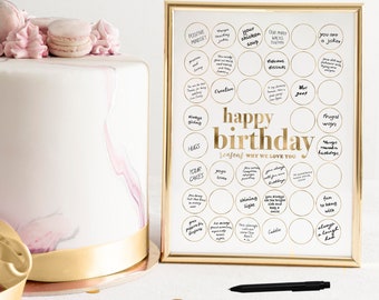 Gold Birthday Party Decoration, Printable Sign In Any Age, Fun for Guests Golden Birthday Supplies Digital Download, Reasons Why We Love You