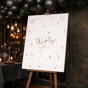 30 cosas que nos encantan de ti: decoración dorada para fiestas, letrero imprimible para el 30.º cumpleaños, para mujeres o hombres. imagen 9