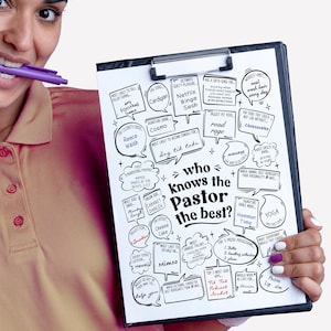 Pastor Thankyou Card Alternative, Who Knows their Pastor Best, End Of Year Activity Gift from Church, Funny Heartfelt Trivia Quiz Printable