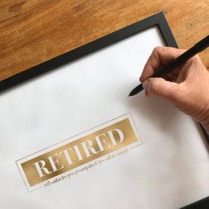 Gold Retirement Sign for Colleagues to Write Farewell Messages Coworker Leaving Card Alternative, Retired Guest Book Sign In Party Printable