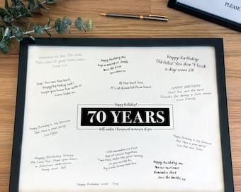 70th Birthday Guest Book Alternative, Printable Message Poster, Signature Board, Birthday Wishes Sign, 70 Years of Memories Party Decoration