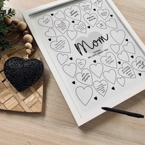 Mother's Day Group Card Alternative from Grandkids Daughter Son, Mom Things We Love About You Write On Heartfelt Message Poster 30 Hearts