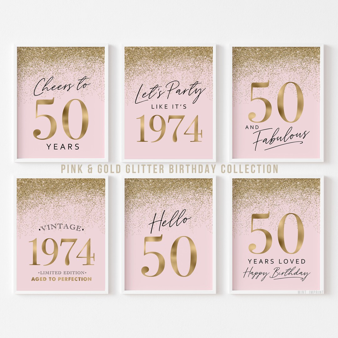 Pink and Gold 50th Birthday Party Decorations for Women, Hello 50 ...