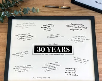 30 Years Signature Board Printable Sign Happy 30th Birthday Well Wishes and Treasured Memories of You, Thirty Years of Memories Keepsake