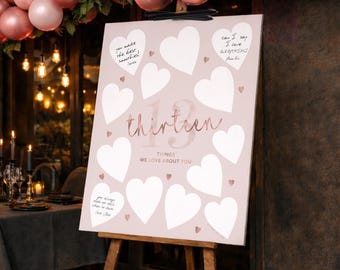 13th Birthday Sign Rose Gold Pink: 13 Things We Love About You Guest Message Board (Printable)