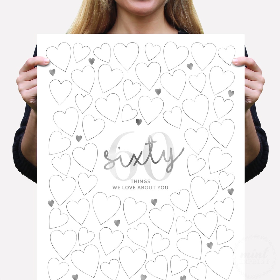 60 Things We Love DIY Printable Last Minute Gift, Party Poster 60th ...