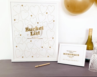 30th Birthday Bucket List Ideas Poster, 30 Things To Do In Your Thirties Printable Gold Guests Write On by 40 Birthday Guestbook Alternative