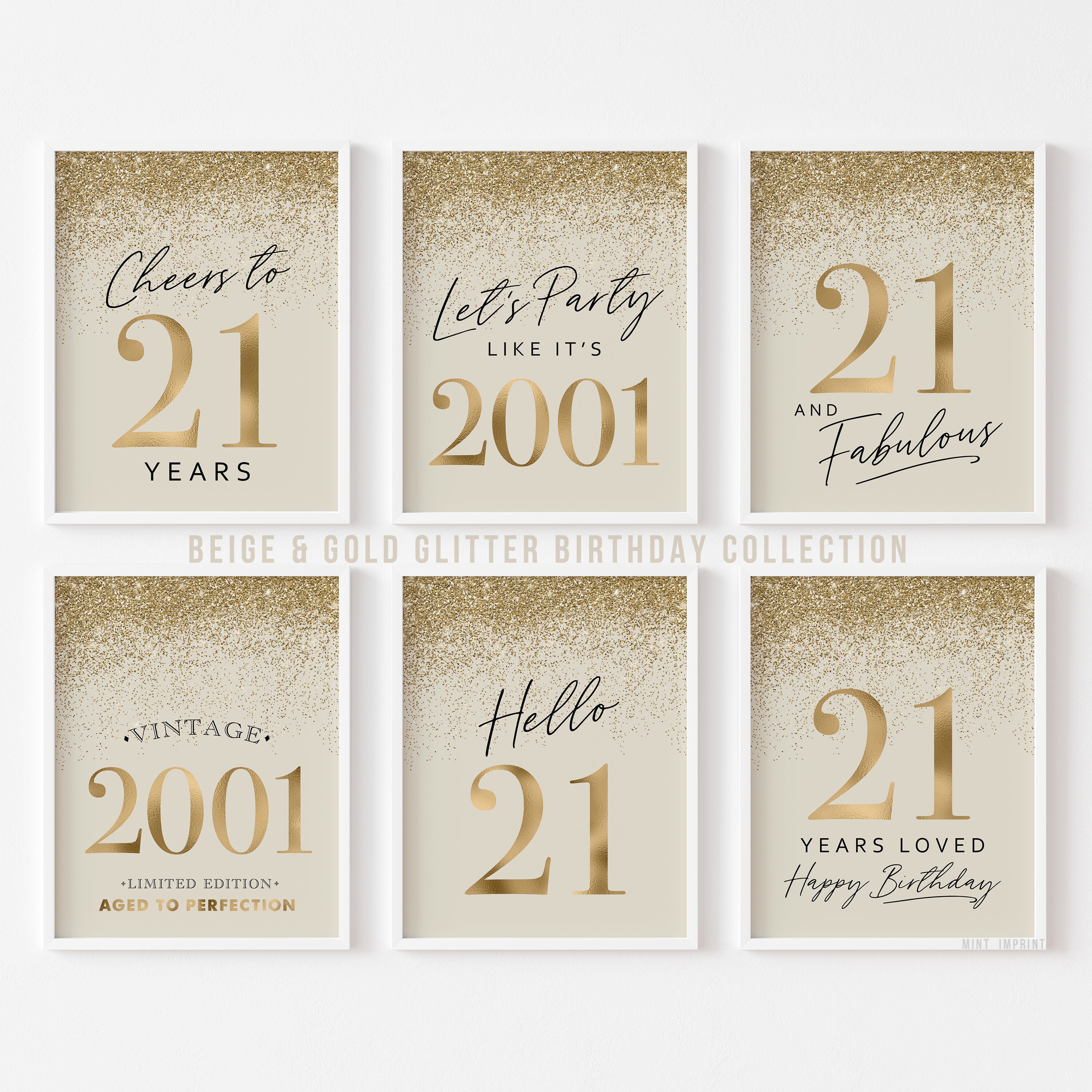 Boho Beige Gold 21st Birthday Decorations Printable Party - Etsy