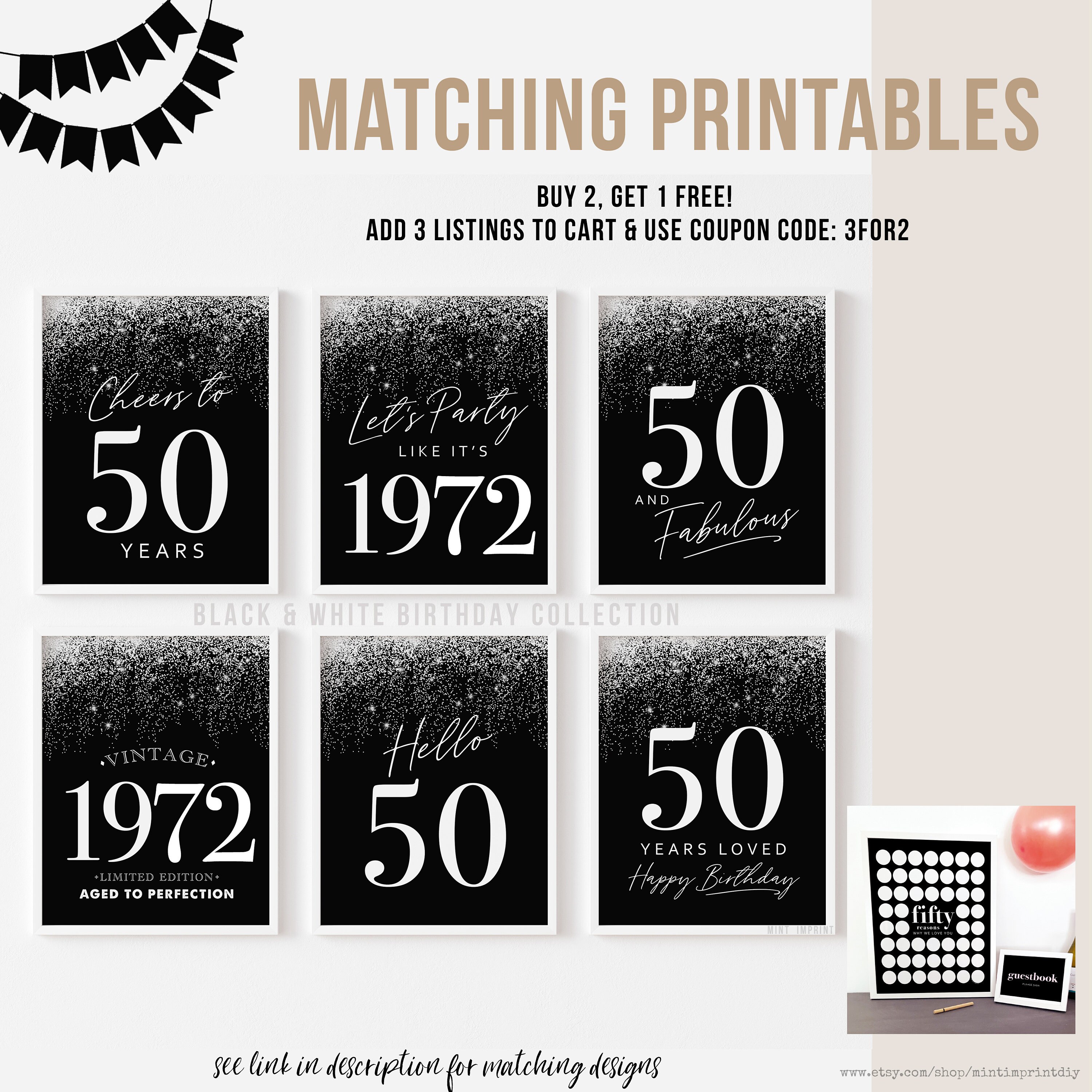 50 Years Signature Board Printable Sign Happy 50th Birthday - Etsy ...