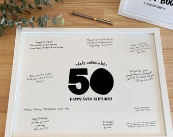 50th Birthday Guest Book Poster: Modern Sign Bold 50 DO1 (Digital Download)