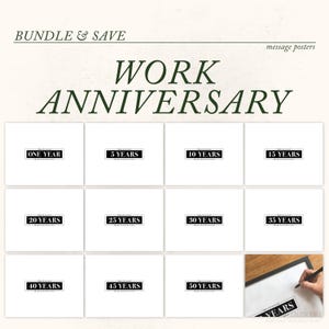 勤続年数カードの代替品、同僚からのサインバンドルメッセージ、1、5、10、15、20、25、30、35、40、45、50歳のメッセージポスター