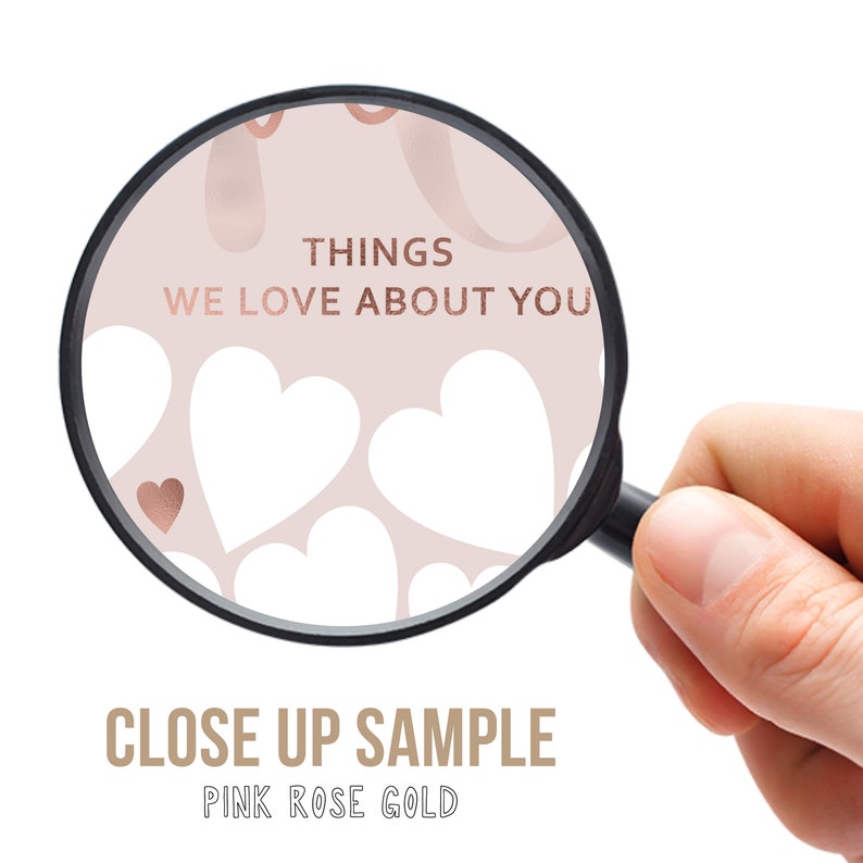 50. Geburtstags-Schild, Rosegold, Pink: 50 Dinge, die wir an dir lieben Gäste-Pinnwand (printable) Bild 3