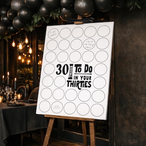 Affiche de la liste des seaux du 30e anniversaire : message souvenir souvenir (téléchargement numérique)