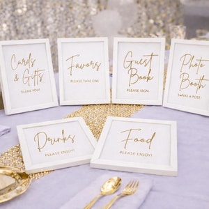 Gold Birthday Table Signs Bundle, Cards and Gifts, Favors, Photo Booth, Guest Book Printable Party Signage Digital 6 Set Package