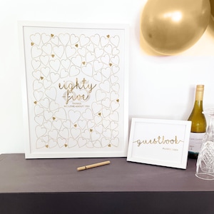 85th Birthday Gift or Party Decoration Guestbook Sign In, 85 Memories Gold Printable Keepsake Sign, For Grandparents 85 Things We Love